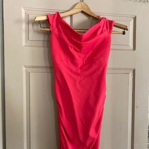 Nicole Miller Pink Ruched Off shoulder Cocktail Dress